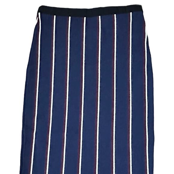 Rachel Roy Pencil Skirt Midi Skirt High-Rise Striped Navy Blue Red Size XS NWOT - Picture 5 of 12